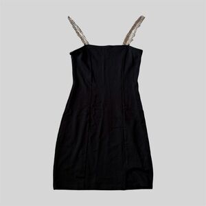 Black Mini Bodycon Dress with Gemmed Straps